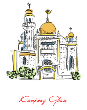 Coloured illustration of Kampong Glam