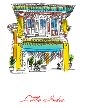 Coloured illustration of Little India